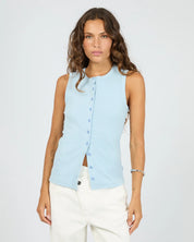 SILENT THEORY BUTTON UP TANK - LIGHT BLUE