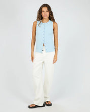 SILENT THEORY BUTTON UP TANK - LIGHT BLUE