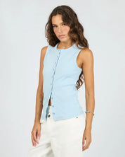 SILENT THEORY BUTTON UP TANK - LIGHT BLUE