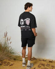 SILENT THEORY ENERGY FLEECE TEE MENS GRAPHIC T SHIRT WASHED BLACK