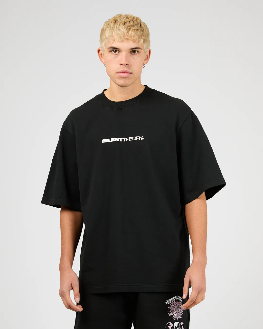 SILENT THEORY ENERGY FLEECE TEE MENS GRAPHIC T SHIRT WASHED BLACK