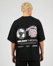 SILENT THEORY ENERGY FLEECE TEE MENS GRAPHIC T SHIRT WASHED BLACK