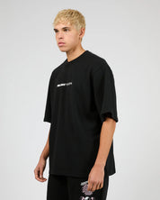 SILENT THEORY ENERGY FLEECE TEE MENS GRAPHIC T SHIRT WASHED BLACK
