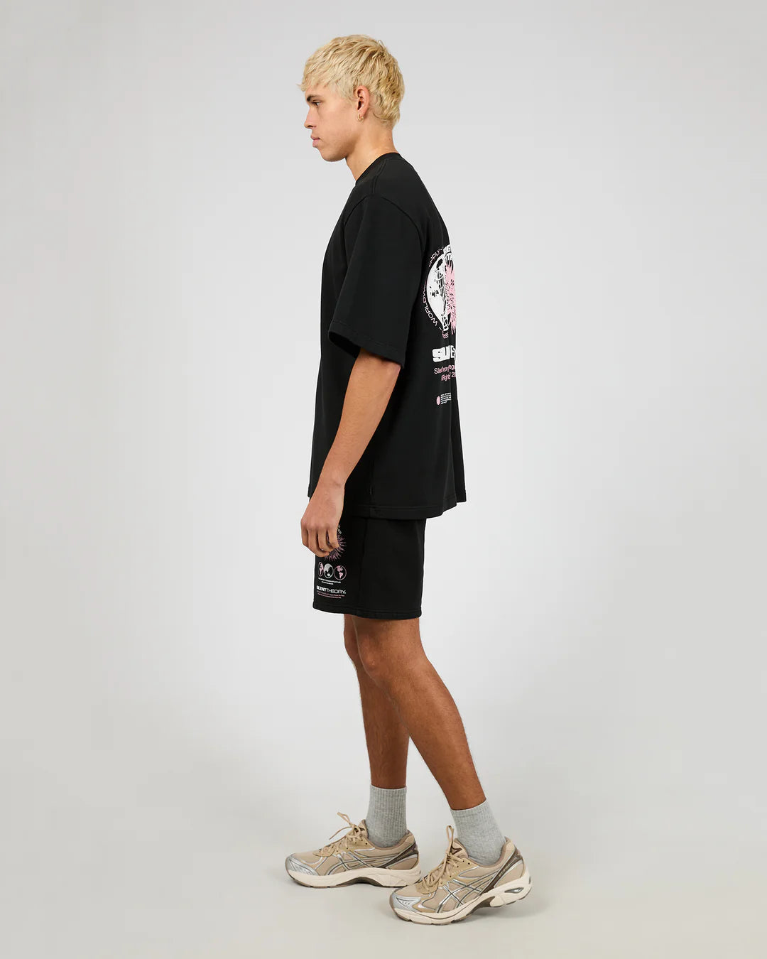 SILENT THEORY ENERGY FLEECE TEE MENS GRAPHIC T SHIRT WASHED BLACK