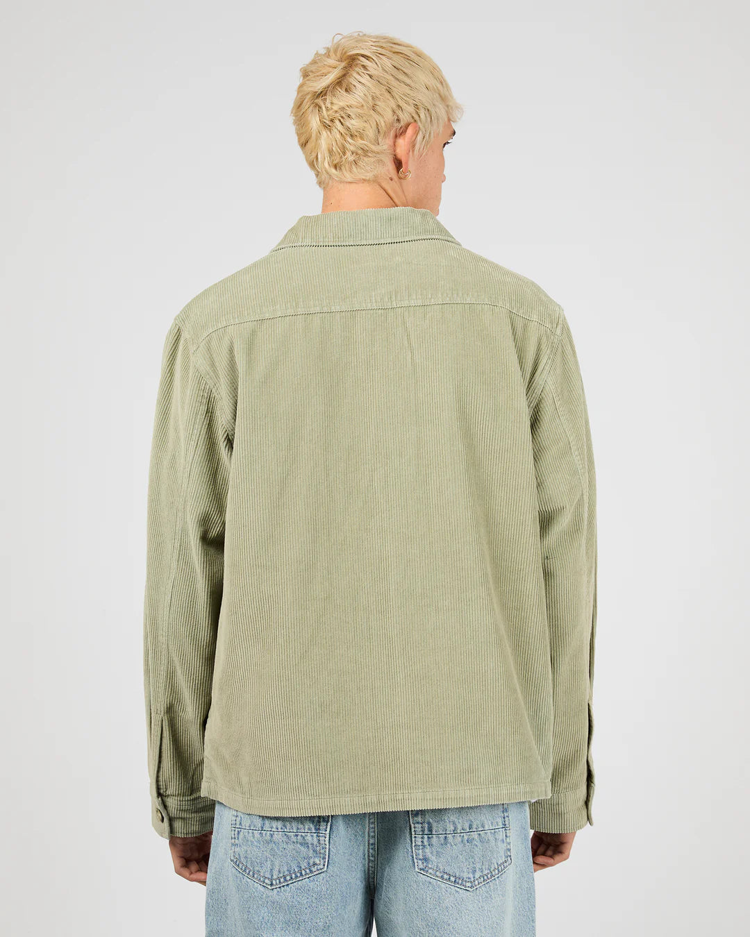 SILENT THEORY JAMESON CORD SHIRT MENS LONG SLEEVE BUTTON UP SAGE