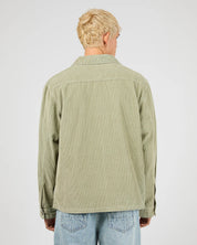 SILENT THEORY JAMESON CORD SHIRT MENS LONG SLEEVE BUTTON UP SAGE