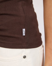 SILENT THEORY LUXE RIB VEE TANK - CHOCOLATE