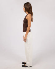 SILENT THEORY LUXE RIB VEE TANK - CHOCOLATE