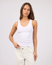 SILENT THEORY LUXE RIB VEE TANK - WHITE
