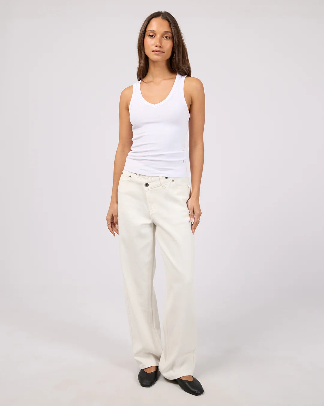 SILENT THEORY LUXE RIB VEE TANK - WHITE