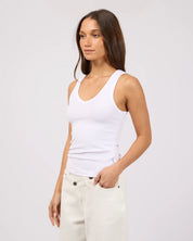 SILENT THEORY LUXE RIB VEE TANK - WHITE