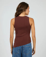 SILENT THEORY OLLIE BUTTON DOWN KNIT TANK - CHERRY