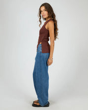 SILENT THEORY OLLIE BUTTON DOWN KNIT TANK - CHERRY