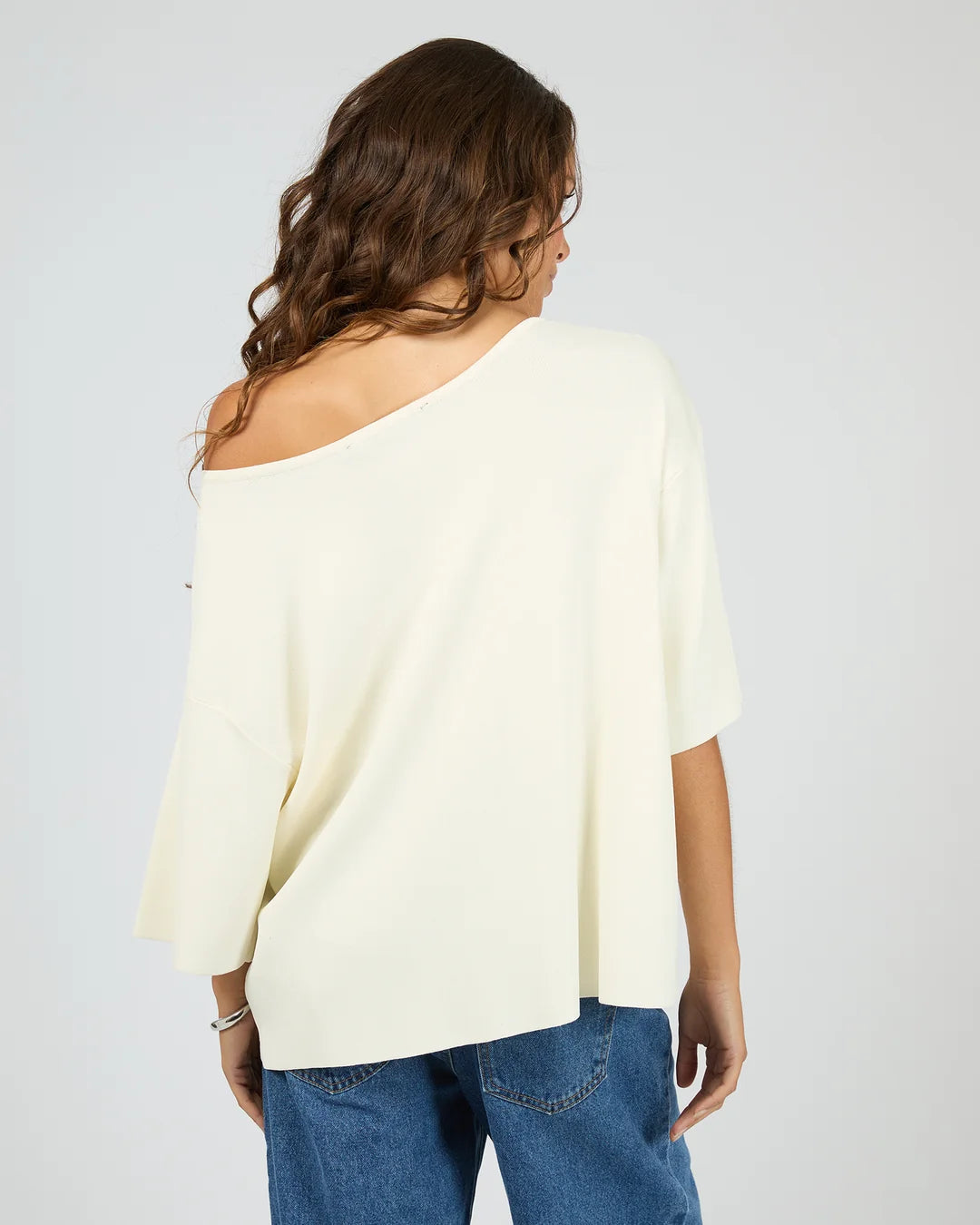 SILENT THEORY OLLIE OFF SHOULDER KNIT TOP - WHITE