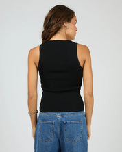 SILENT THEORY OLLIE SCOOP KNIT TANK - BLACK