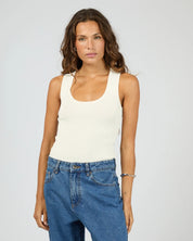 SILENT THEORY OLLIE SCOOP KNIT TANK - WHITE