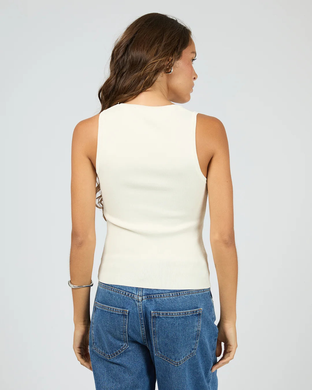 SILENT THEORY OLLIE SCOOP KNIT TANK - WHITE