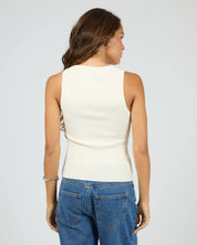 SILENT THEORY OLLIE SCOOP KNIT TANK - WHITE