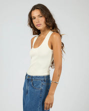 SILENT THEORY OLLIE SCOOP KNIT TANK - WHITE