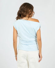 SILENT THEORY SOHO OFF SHOULDER TEE - LIGHT BLUE