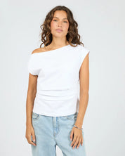 SILENT THEORY SOHO OFF SHOULDER TEE - WHITE