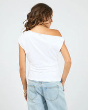 SILENT THEORY SOHO OFF SHOULDER TEE - WHITE