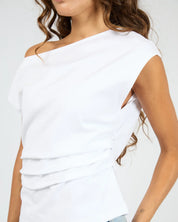 SILENT THEORY SOHO OFF SHOULDER TEE - WHITE
