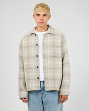 SILENT THEORY STATURE OVERSHIRT MENS CHECK SHIRT JACKET GREY