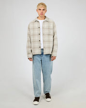 SILENT THEORY STATURE OVERSHIRT MENS CHECK SHIRT JACKET GREY