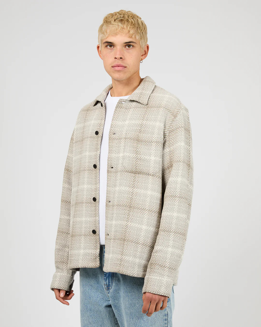 SILENT THEORY STATURE OVERSHIRT MENS CHECK SHIRT JACKET GREY