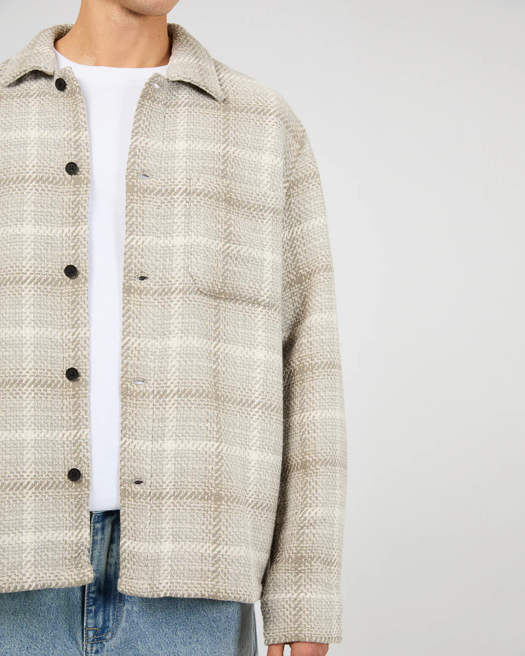 SILENT THEORY STATURE OVERSHIRT MENS CHECK SHIRT JACKET GREY