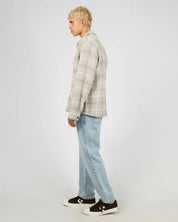 SILENT THEORY STATURE OVERSHIRT MENS CHECK SHIRT JACKET GREY