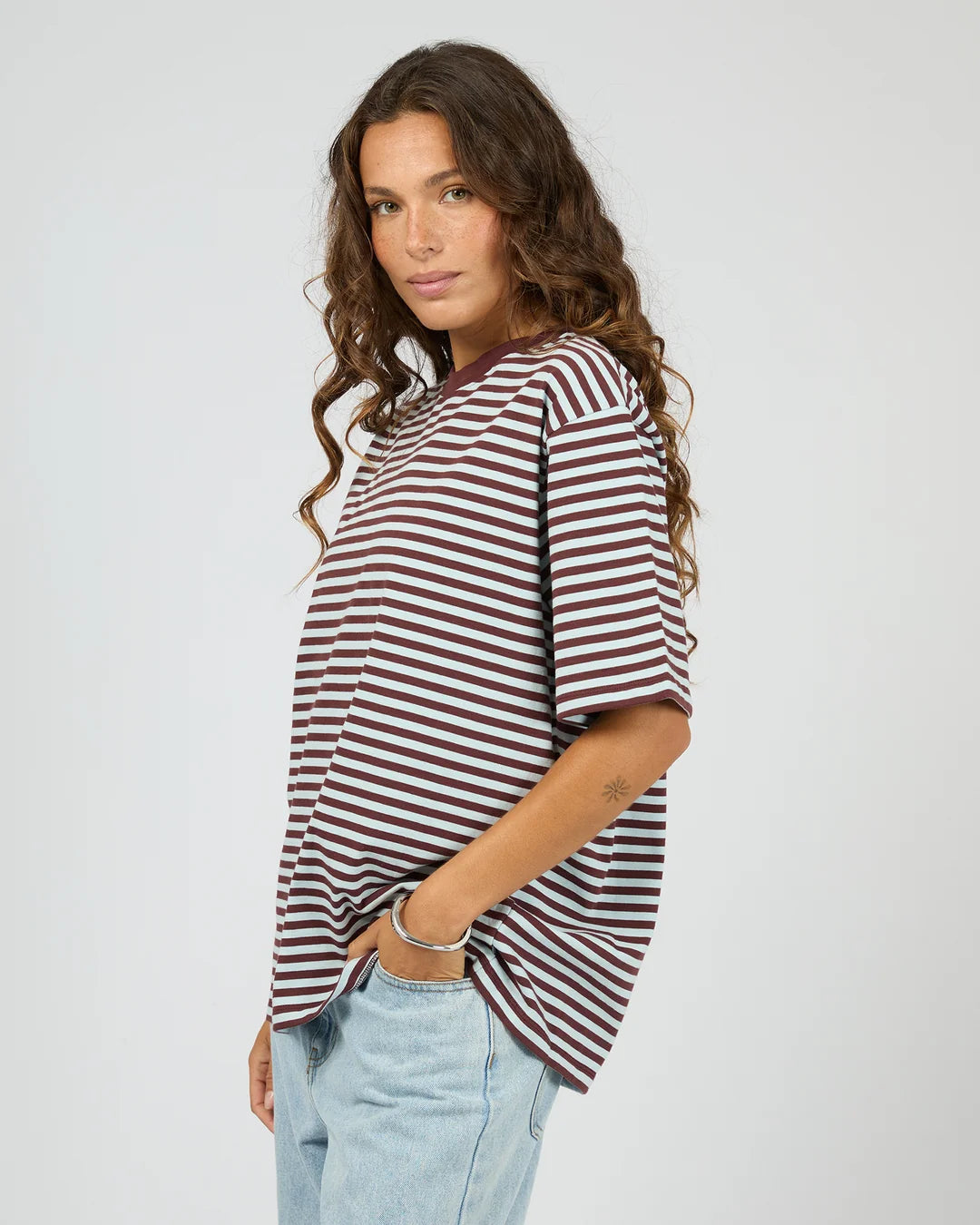 SILENT THEORY STRIPE SHORT SLEEVE TEE - LIGHT BLUE