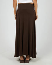 SILENT THEORY TWIST DETAIL MAXI SKIRT - CHOCOLATE