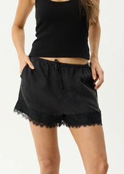 AFENDS SINCLAIR CUPRO SHORT WOMENS BLACK SUSTAINABLE