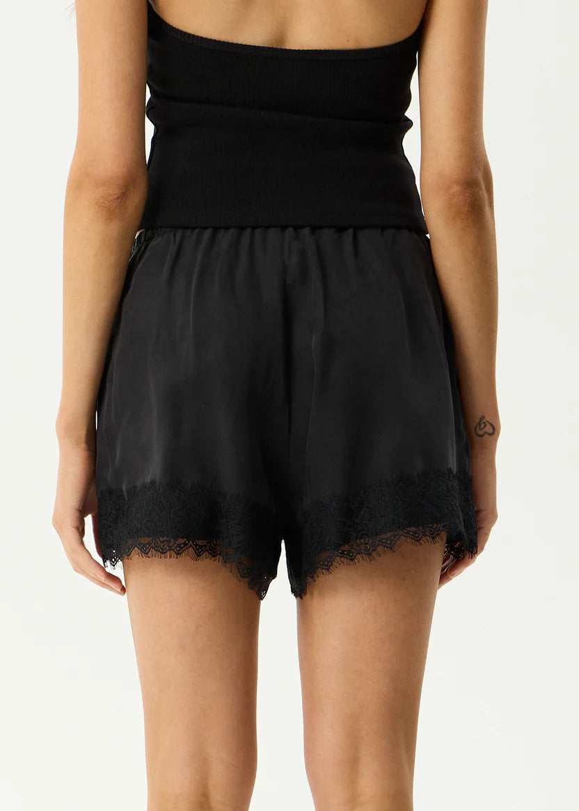 AFENDS SINCLAIR CUPRO SHORT WOMENS BLACK SUSTAINABLE