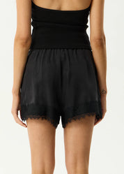 AFENDS SINCLAIR CUPRO SHORT WOMENS BLACK SUSTAINABLE