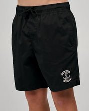 THE MAD HUEYS SKULL ANCHOR YOUTH 16 INCH VOLLEY SHORTS BLACK KIDS SURF SHORTS