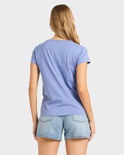 BILLABONG SOCIETY WOMENS GRAPHIC T SHIRT WASHED BLUE SURF TEE
