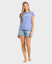BILLABONG SOCIETY WOMENS GRAPHIC T SHIRT WASHED BLUE SURF TEE