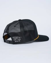 THE MAD HUEYS SOS TWILL TRUCKER CAP MEN’S MESH SNAPBACK HAT BLACK