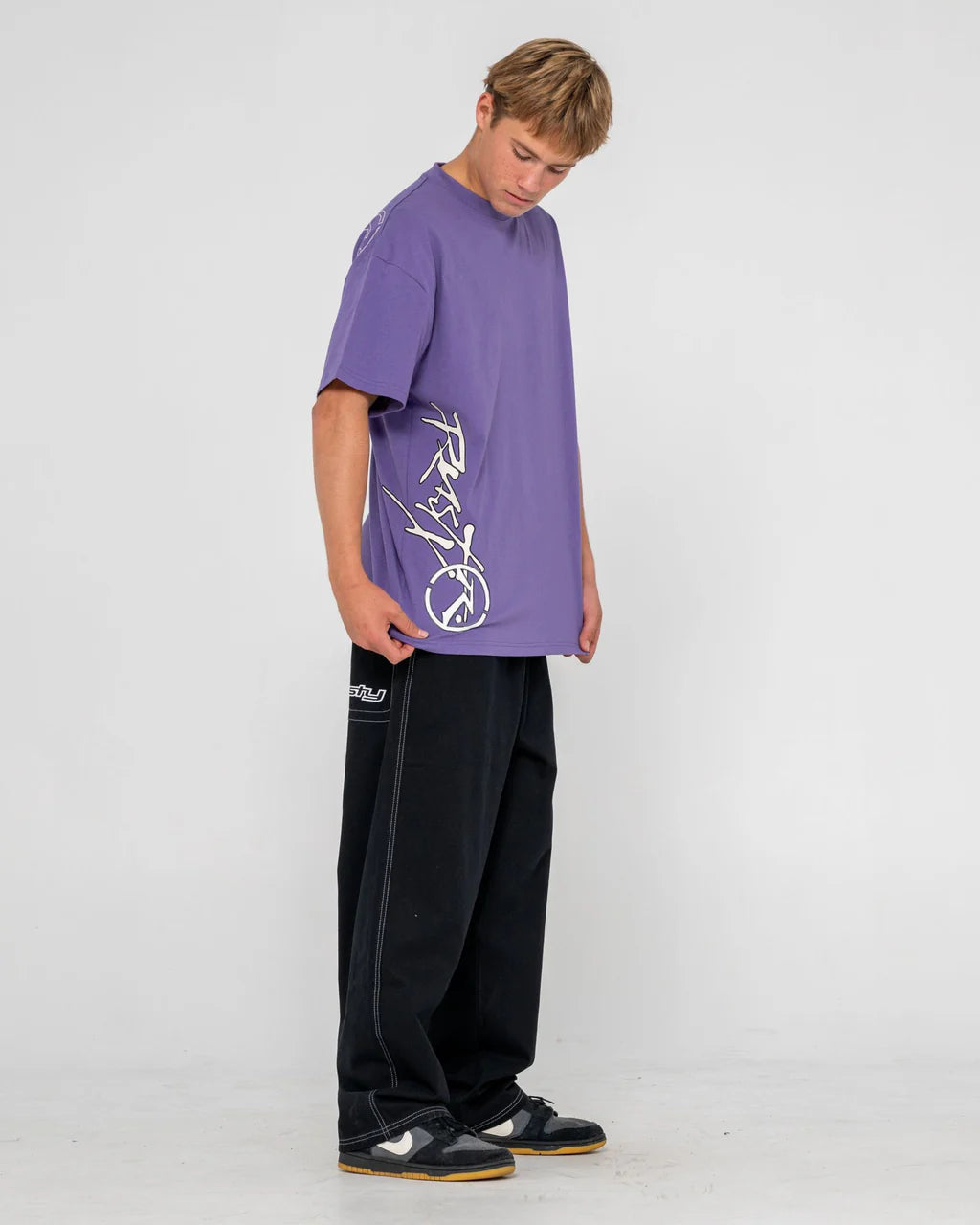 RUSTY SPRAYA GRAPHIC TEE MENS SURF STREET T-SHIRT PURPLE ASH