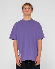 RUSTY SPRAYA GRAPHIC TEE MENS SURF STREET T-SHIRT PURPLE ASH