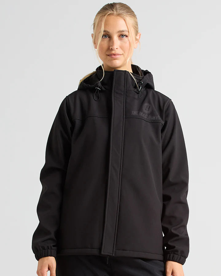 THE MAD HUEYS STORM WOMENS SPRAY JACKET WATER RESISTANT FLEECE LINED BLACK