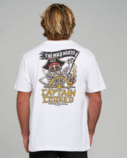 THE MAD HUEYS STUMBLING CAPTAIN COOKED SS TEE MEN’S GRAPHIC T SHIRT WHITE