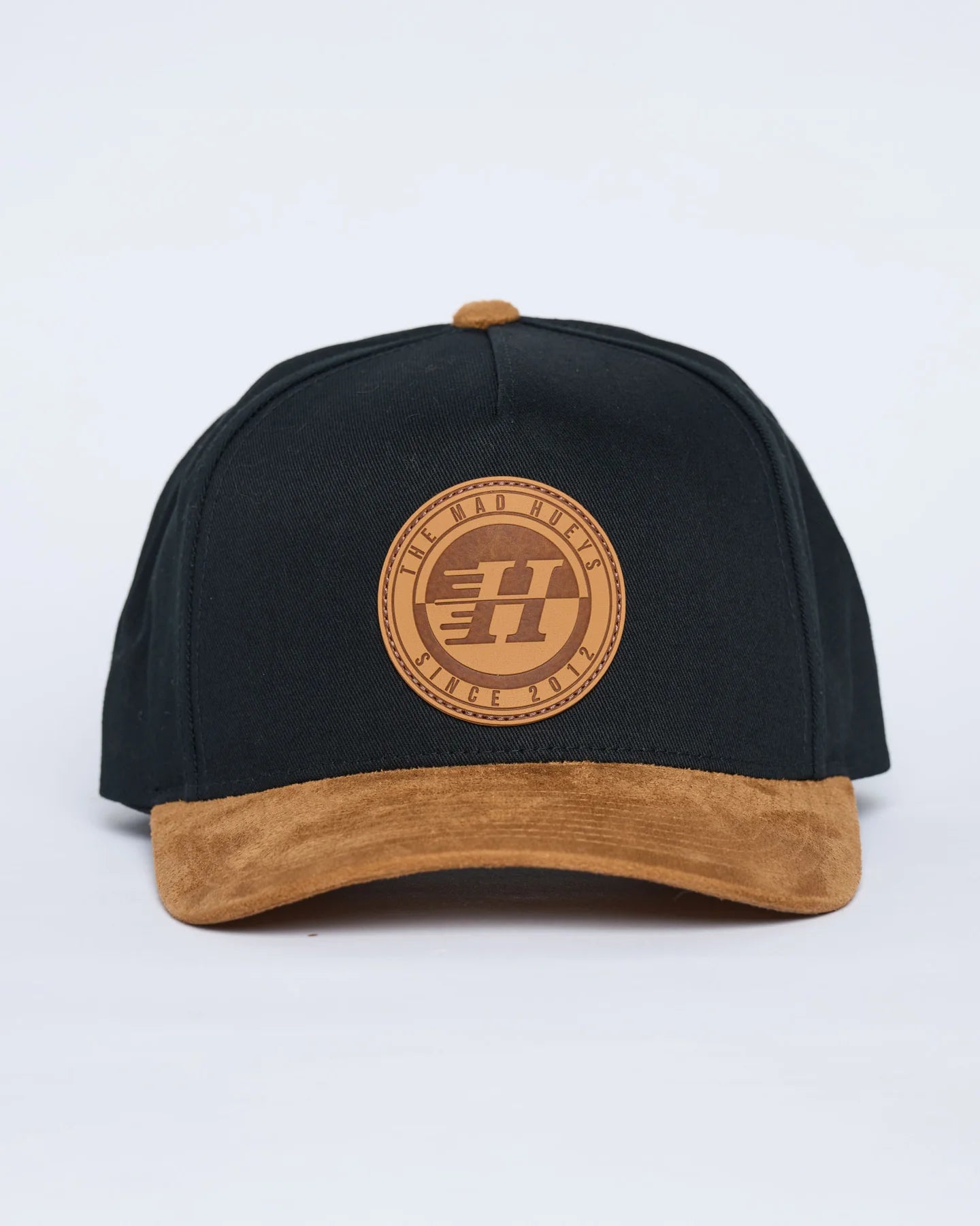 THE MAD HUEYS SUEDE HUEYS TWILL SNAPBACK MEN’S CAP BLACK SUEDE PEAK