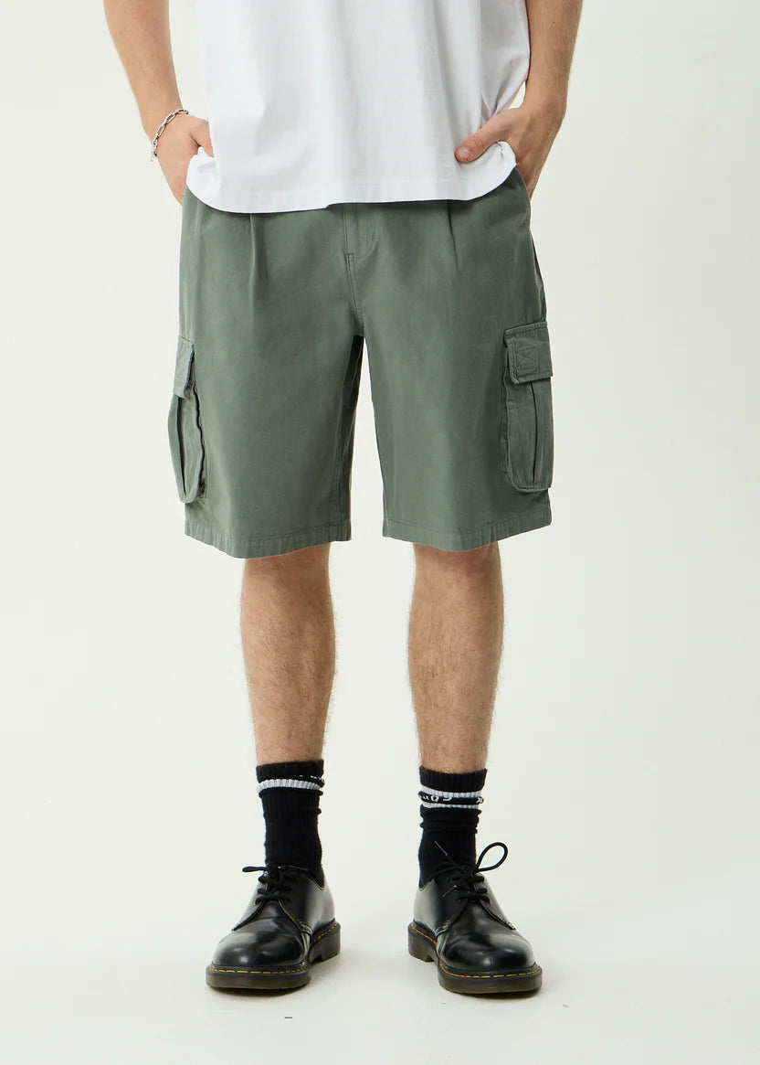 AFENDS SUMMIT PLEATED CARGO SHORT 22" BAGGY STREET FIT SYCAMORE