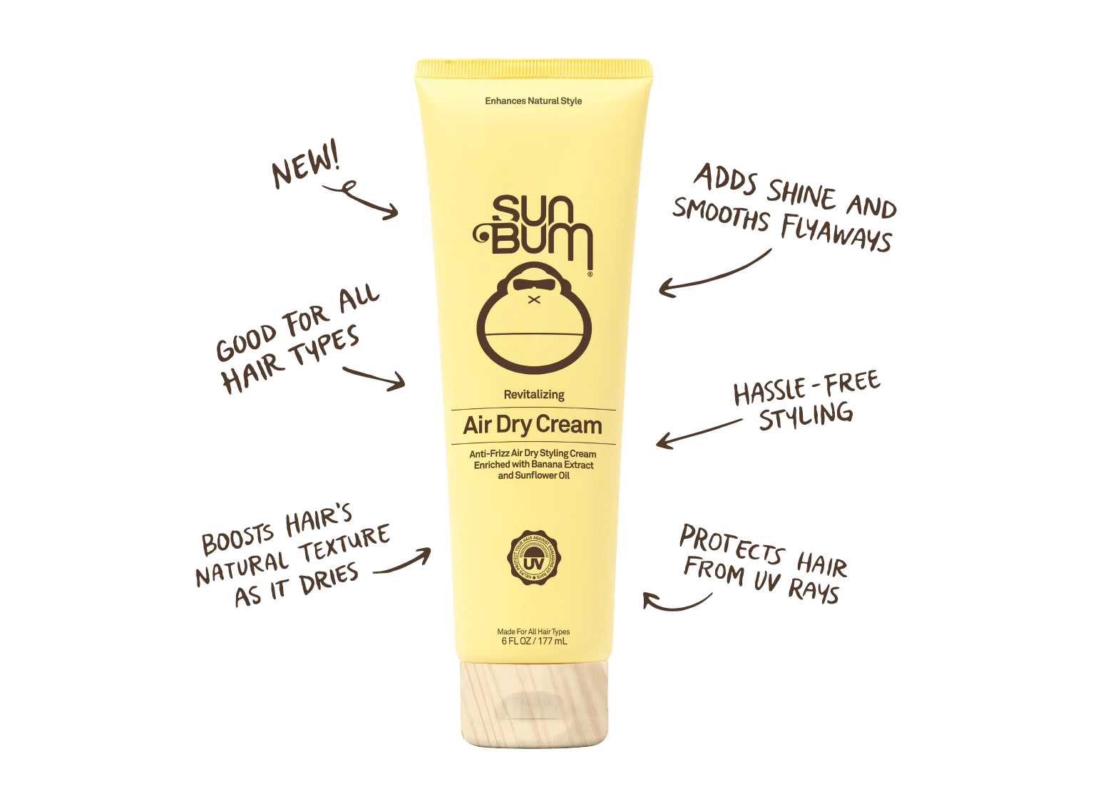 SUN BUM AIR DRY STYLING CREAM – FRIZZ CONTROL HEAT-FREE LIGHTWEIGHT HAIR CREAM