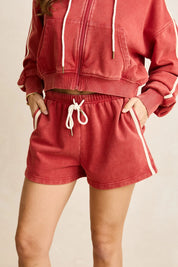 RHYTHM SUN WASH TERRY SHORT WOMENS HIGH RISE WASHED RED