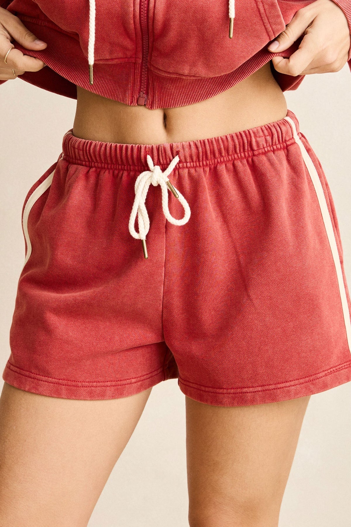 RHYTHM SUN WASH TERRY SHORT WOMENS HIGH RISE WASHED RED